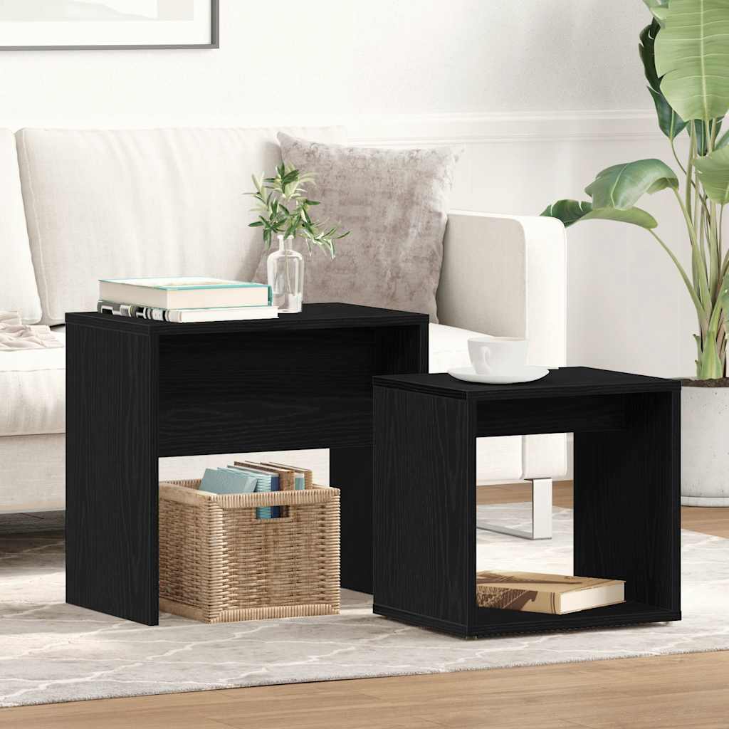 Coffee Tables 2 Pcs Black Oak Effect Particleboard