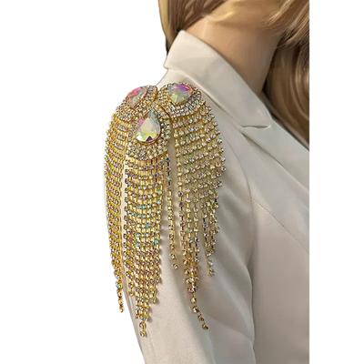 Épaulette à Franges Strassée Épaulette d'Épaule Goutte d'Eau Épaulette à Franges Scintillantes Accessoire pour Fête Costumée Spectacle sur Scène