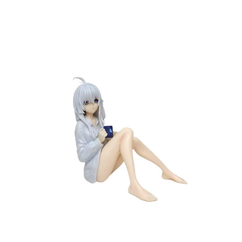 10cm Anime Figur Die Reise der Elaina Elaina im Pyjama sitzend Mädchen Modell Statue Sammlung Schreibtisch Dekoration Ornament Spielzeug