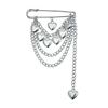 Multi Layer Heart-Shaped Beaded Chain Tassel Brooches for Women Men Imitation Pearl Chains Pendant Brooches Pins Jewelry Gifts