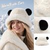Unisex Bear Ears Hat Thickened Warm Fisherman Hat with Ear for Outdoor Winter