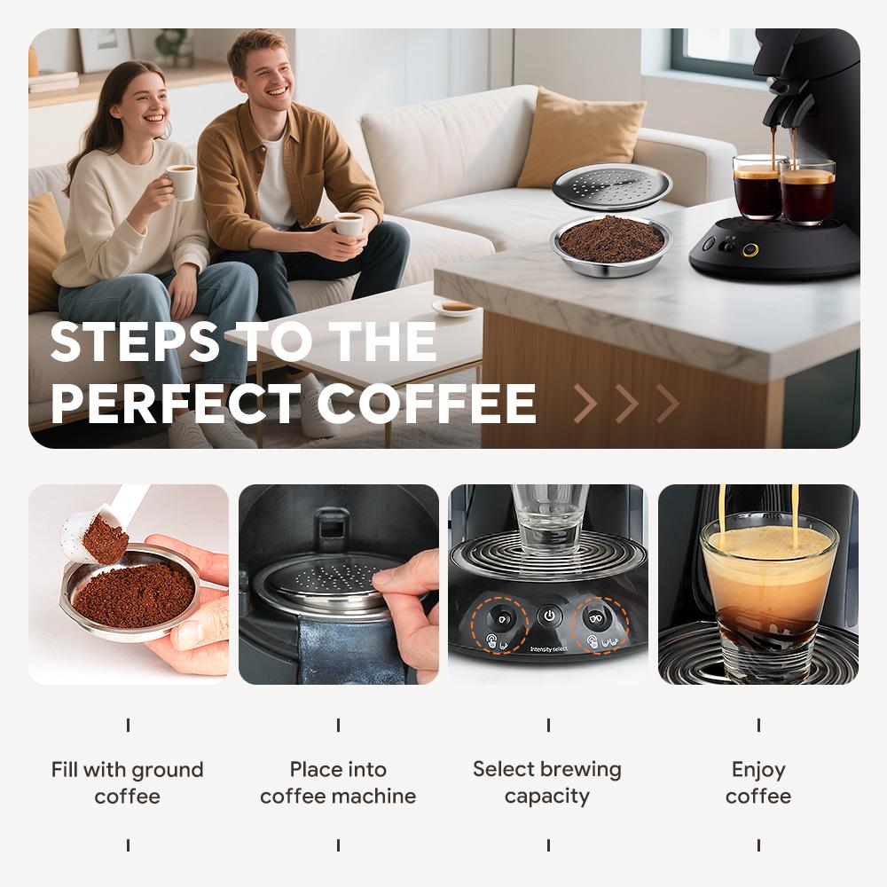 Für Senseo Kaffeekapsel Edelstahl Kaffeefilter Kapsel Wiederverwendbarer Kaffeemaschinenfilter Espresso Crema Maker