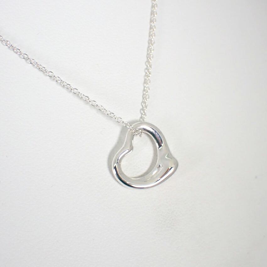 Pre-owned Tiffany & Co. Silver 925 Open Heart Pendant Necklace J56-5