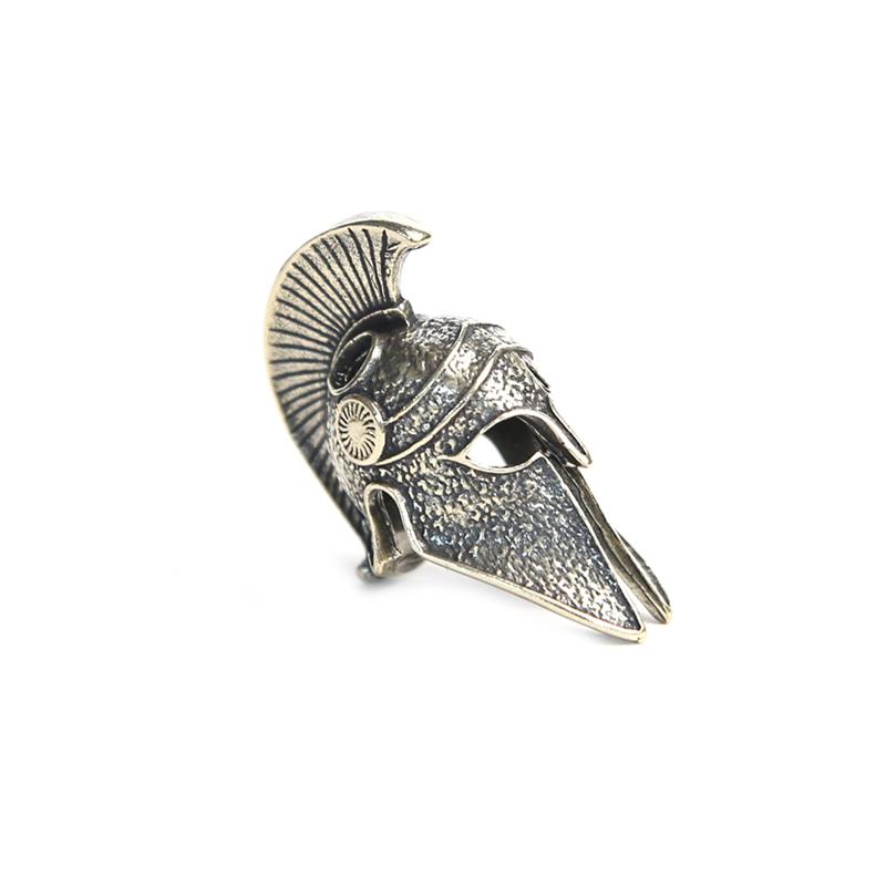 Ancient Greece Spartan Warrior Scar Helmet Brass Knife Beads EDC DIY Paracord Keychain Lanyard Pendant Jewelry Accessories