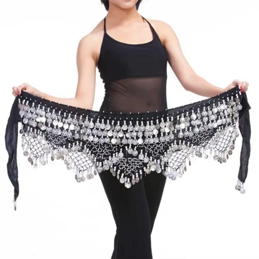 Glitter Sequins Belly Dance Waist Chain Golden Coin Bellydance Coins Belt Dance Costume
