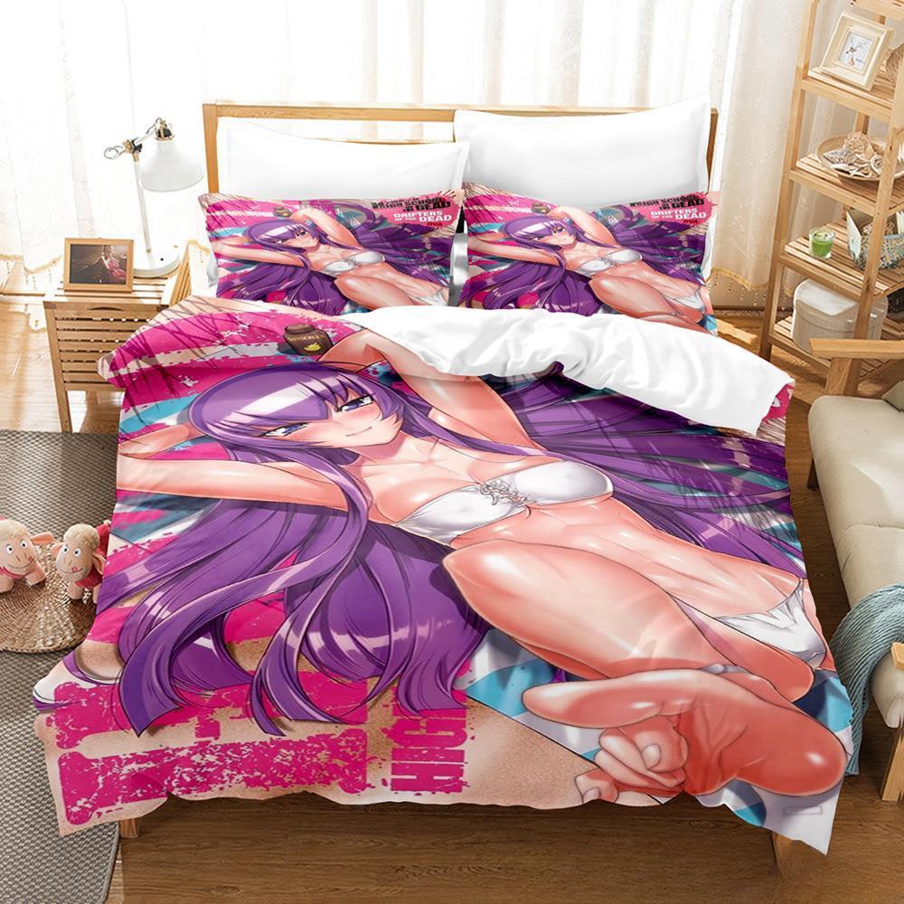 

Anime Sexy Girl Highschool of the Dead Bedding Set Single Twin Full Queen King Size Bed Set Adult Kid Bedroom Duvet cover Sets EU Twin 135x200cm