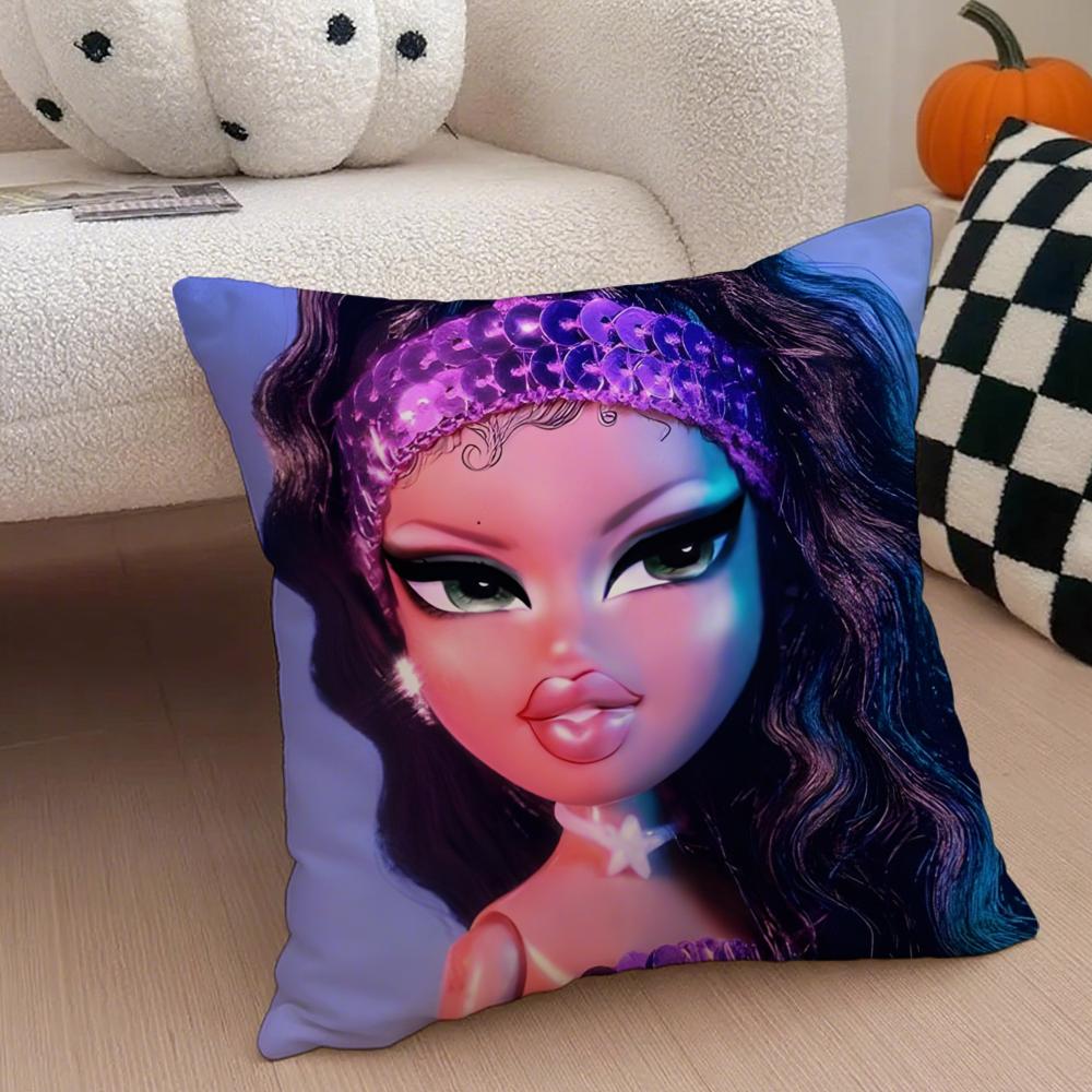 Stylish American Fashion Doll BBratz Cushion Cover Throw Pillow Cover Hidden Button Durable Polyester Chair Cushion