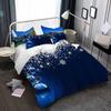 3pcs Blue Beding Set Snowflake Printed Cozy Soft Duvet Cover King Quen Twin Sized Dimensions Birthday Gift Christmas Gift Bedrom Decor