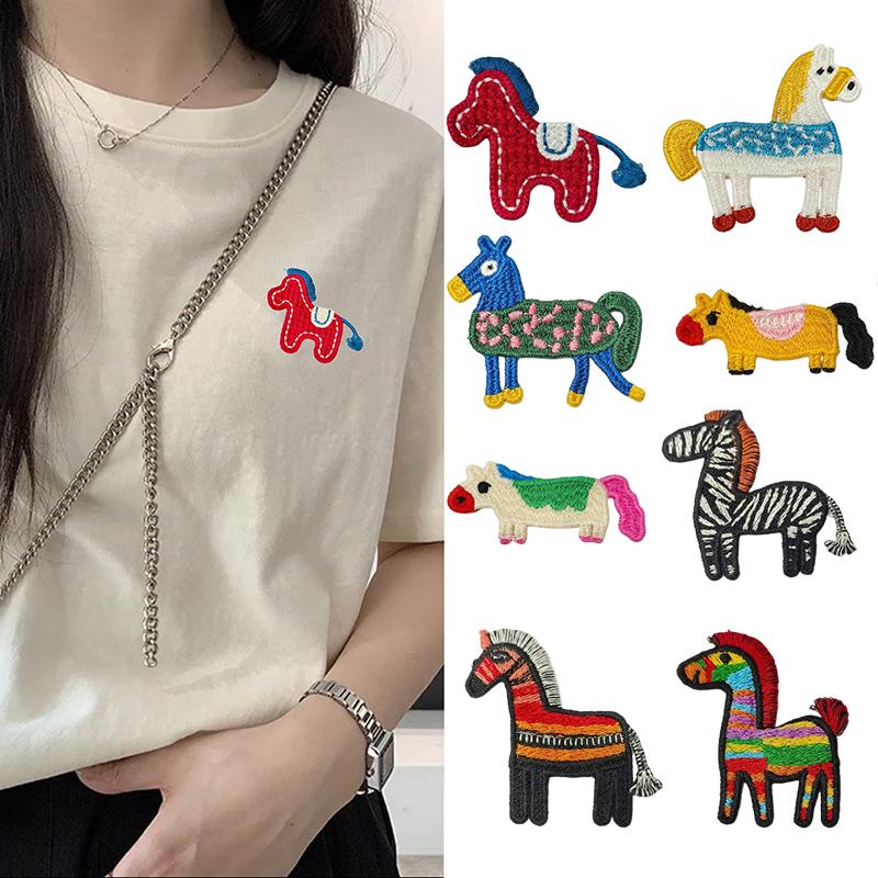 10PCS/Set Cartoon Pony Patten DIY Clothing Accessories Funny No Adhesive Backing Playful Patch Multi-Function 6 Styles