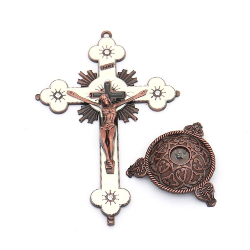 Multi-color With Stand Church Cross Ornaments No Fading Durable Alloy Cross Ornaments Handmade Plated Gold Statue Home Decor
