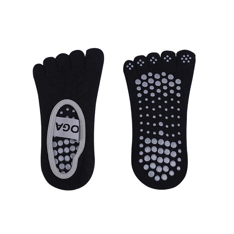 

Носки для йоги с пятью пальцами мягкие и высокоэластичные, приятные для кожи, с 3D-частицами, впитывающими пот, противоскользящей подошвой и замедляющим давление эффектом, с широкой открытой спинкой для пальцев one size fits all чёрный