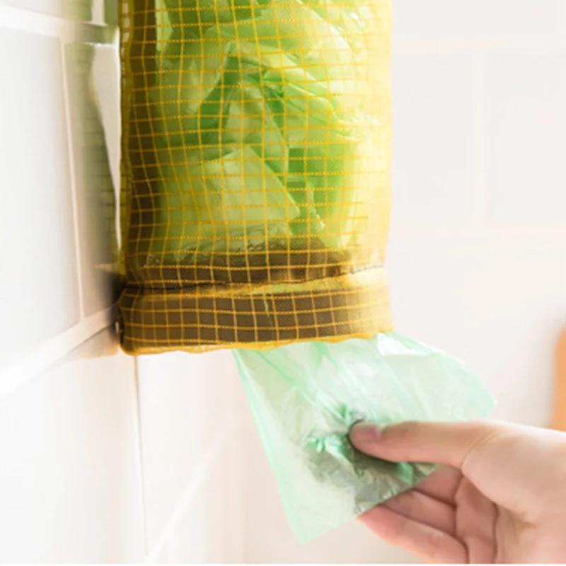 Home Grocery Bag Holder Wall Mount Plastic Bag Holder Dispenser Hanging Storage Trash Garbage Bag Kitchen Garbage Organizer