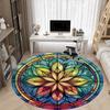 1pc Stained Glass Mandala Office Round Area Rug, Indoor Mat Suitable ForOffice, Under Office Chairs Bedroom Living Room Home Decor, Room Deco q069