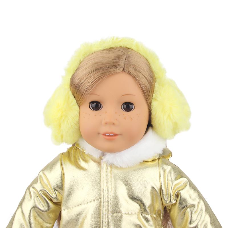 Cute Doll Accessories 18Inch American Doll Hanging Ear Covering Yellow Cartoon Smile Face Winter Clothes For 43cm New Born Doll