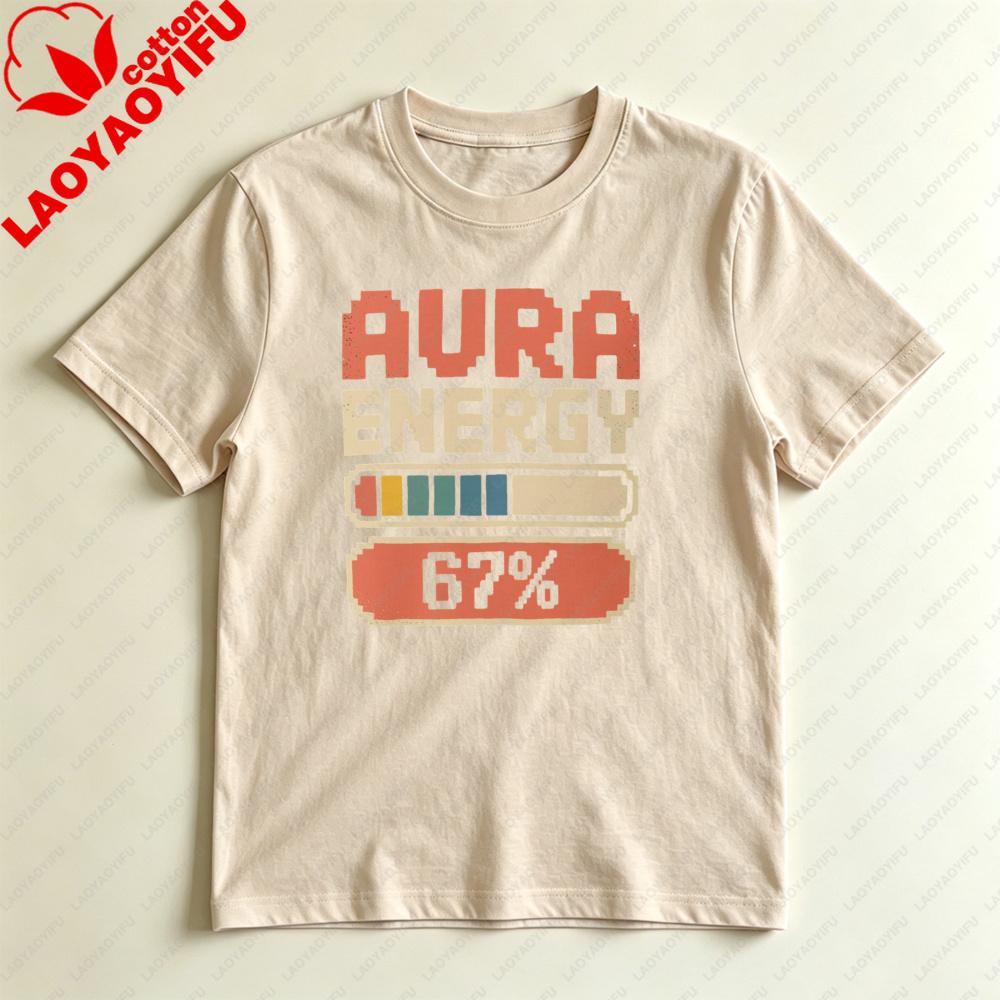 Aura Energy Pixel Design Unisex Tshirt Cotton Short Sleeve Casual Fashion Harajuku Aesthetic Summer Top Gift For Her
