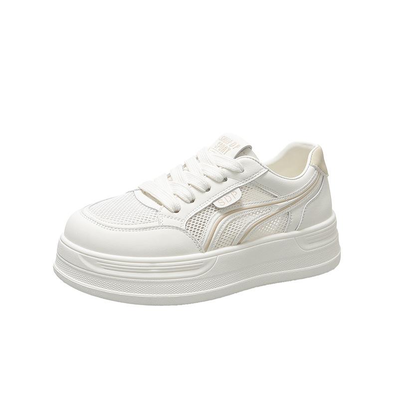 Summer New Thick-soled Non-slip Heightening Korean Version Breathable Mesh Casual White Shoes Fashionable Women's Board Shoes