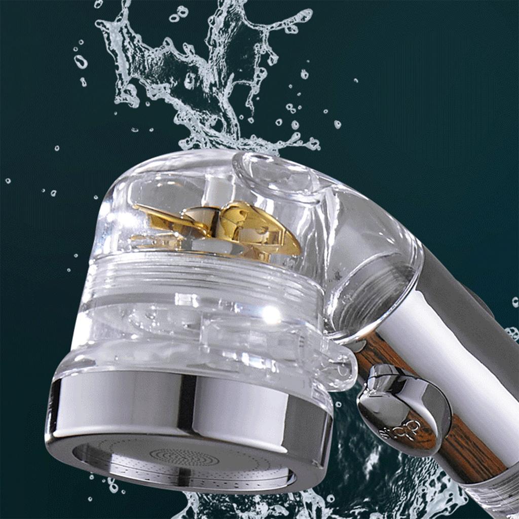 Showerhead Water Saving High Preassure Propeller Flow Showerhead with Fan Built-in Filter Rainfall Bathroom