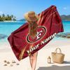 San Francisco 49ers Customized Name Text Beach Towel, Soft Absorbent Towel Beach Pool Travel Personal Gift