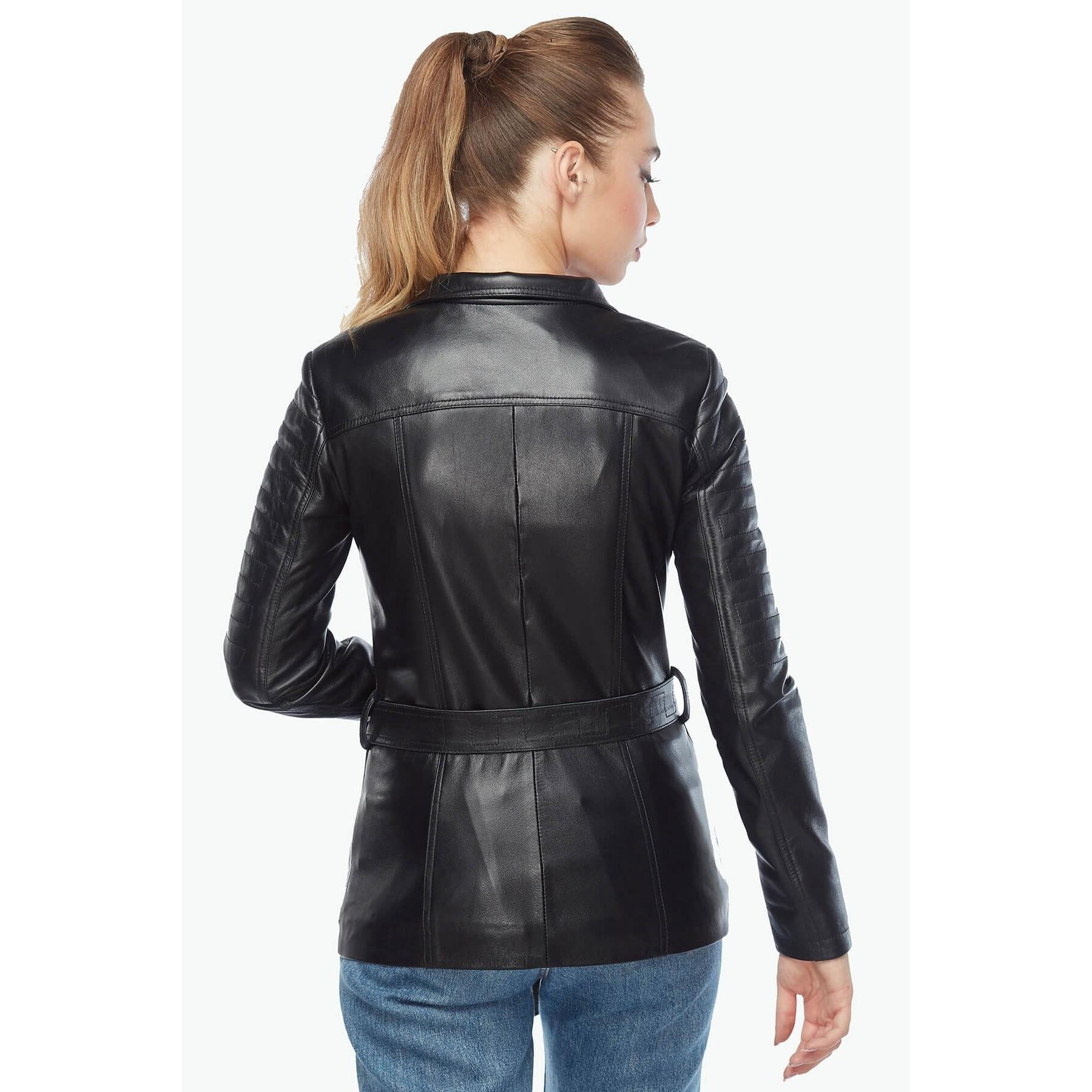 

Женское пальто Gia из натуральной кожи, черное