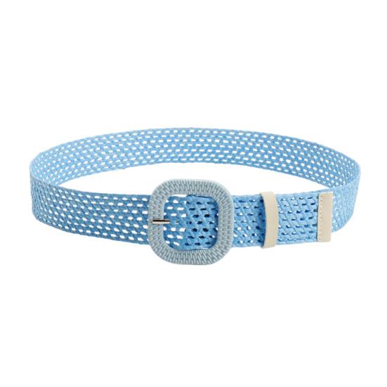 

Straw Woven Belt with Oval Square Buckle Hollow Design Decorative