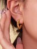 Qiong Yao French-Style C-Shaped Cable Knit Hoop Earrings - Versatile European and American INS Style Ear Jewelry for Women.
