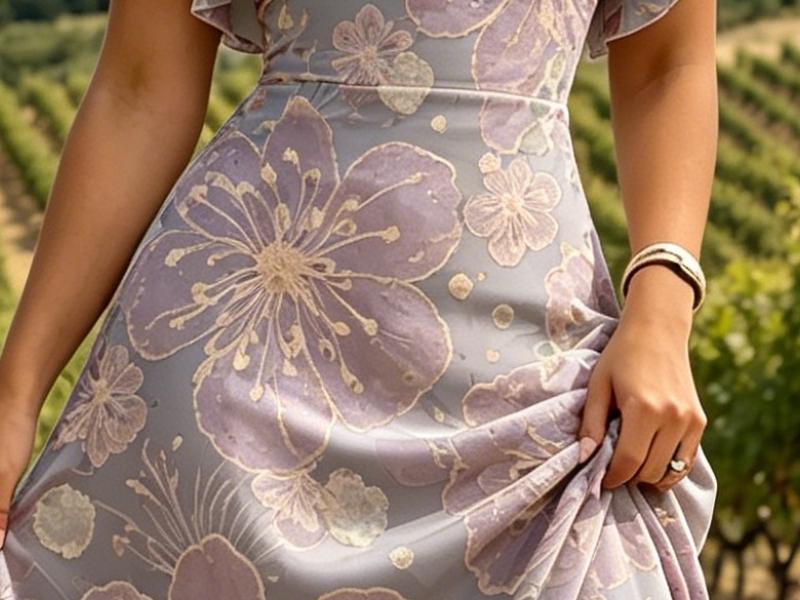 Women's Lavender V Neck Maxi Dress with Floral Print Flare Sleeve Casual Party Dress for Summer