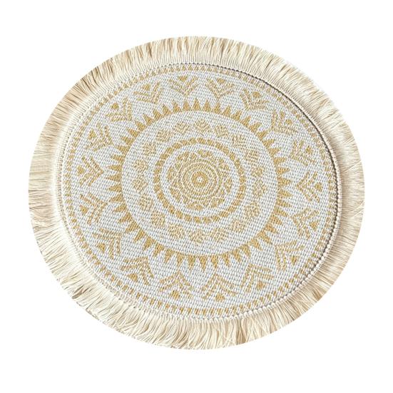 Yousheng Vintage Round Coasters, Pastoral Cotton Linen Placemats, Soft Jute Tassels Drink Mats, Handwoven Table Pads Mats Accessories