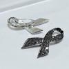 Simple Alloy Black White Ribbon Pin Badge Brooch Funerals Memorial Pin Mourning Badge Suit Clothing Jewelry Accessories