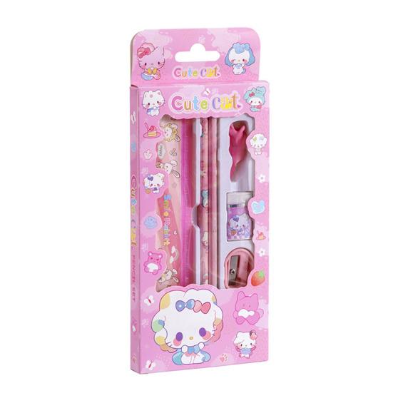 6Pcs Student Stationery Gift Set with Cute Packaging Cartoon Pencil Kit for Kids Elementary School Supplies Classroom Prize Birthday Favor