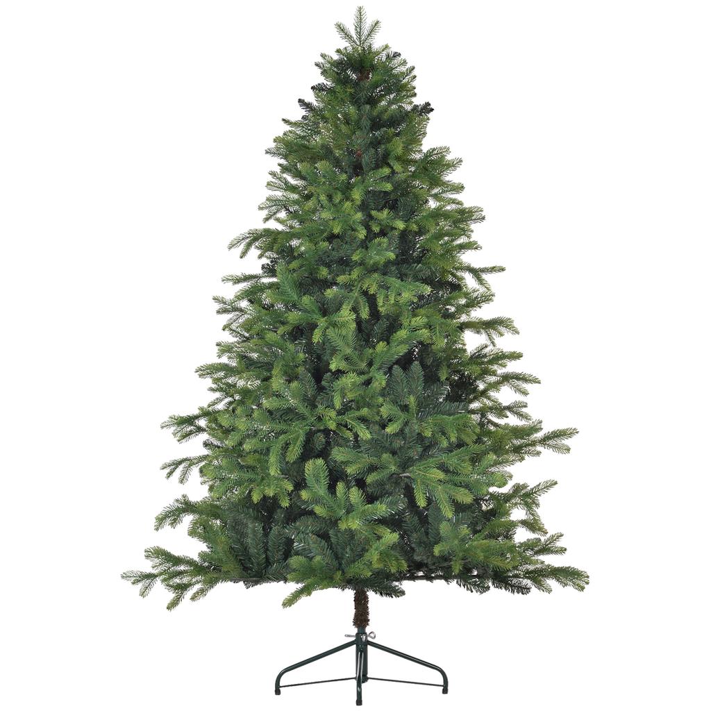 Artificial Christmas Tree, Realistic Look, Flame-Retardant, Sturdy Metal Base, 183 cm, Green
