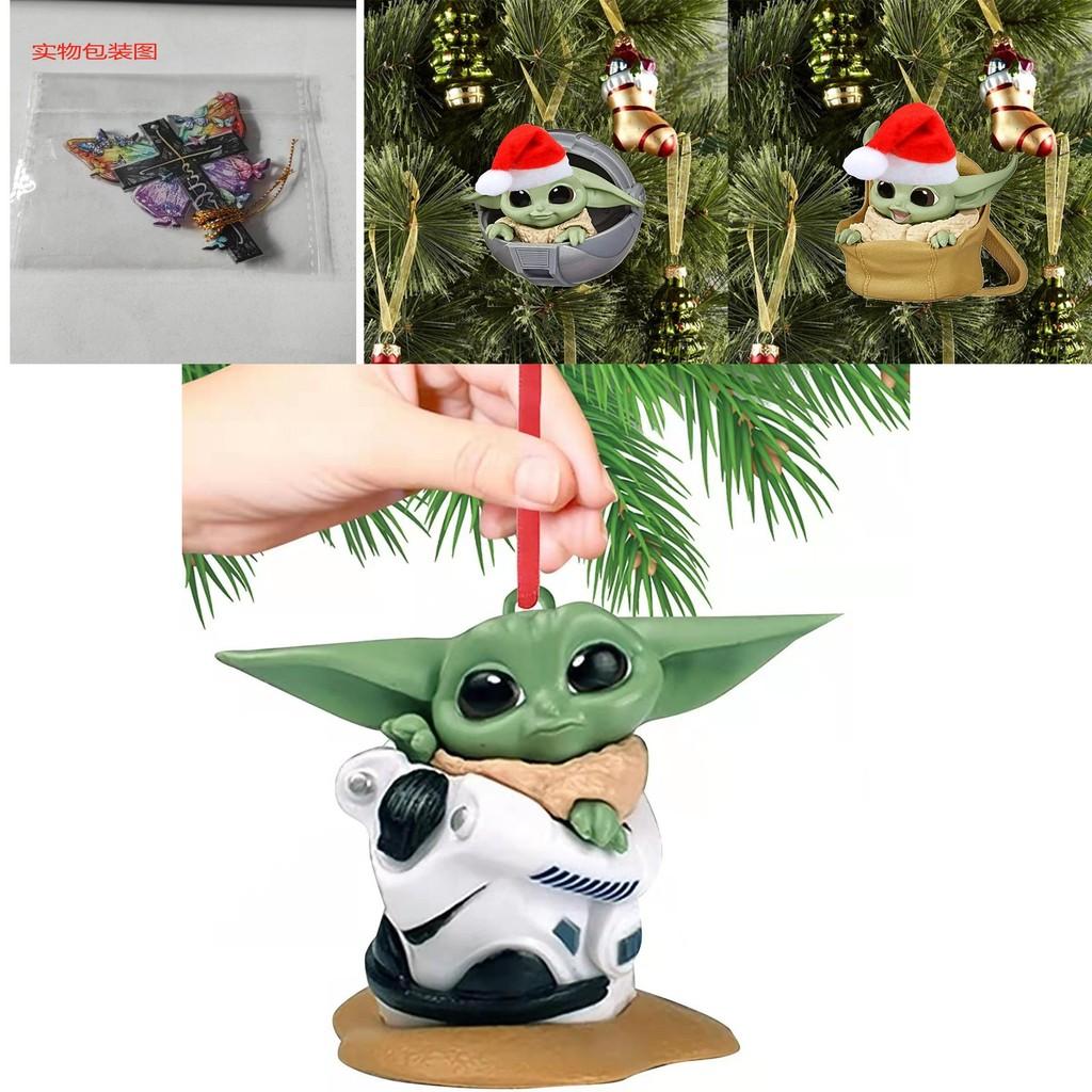 Affascinante Ornamenti di Natale Acrilico Baby Yoda Babbo Natale Per Decorazione Festiva dell'Auto