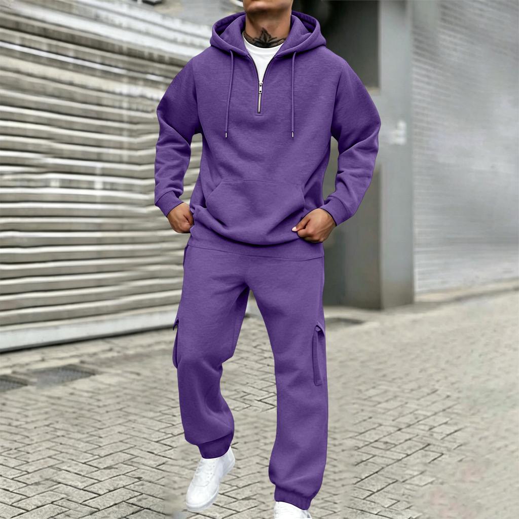 Men's Color Utility Sweatshirt Set - Casual Athletic Sports Track Suit for Daily Wear