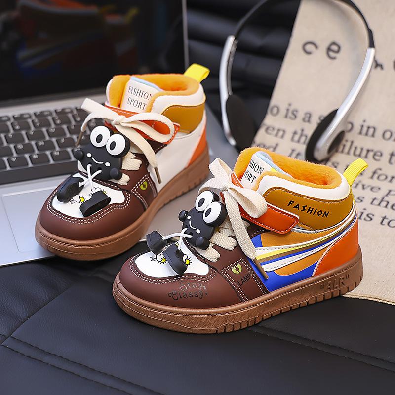 Children's high-top mandarin duck shoes 2025 autumn new fashion boys handsome board shoes girls foreign doll sports shoes