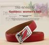Women's Casual Double-Sided Lychee Pattern Leather Belt with Automatic Buckle