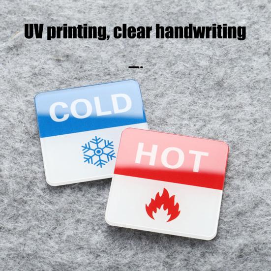 2 Pairs Acrylic Hot Cold Sign Waterproof Self-adhesive House Kitchen Bathroom Office Water Temperature