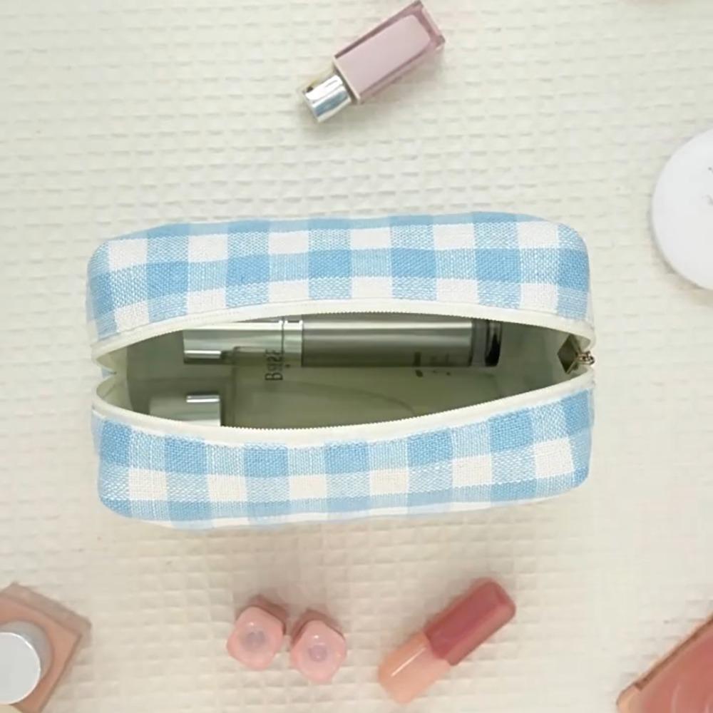 Lattice Plaid Cosmetic Bag Large Capacity Travel Wash Bag Portable Toiletries Bag  Home