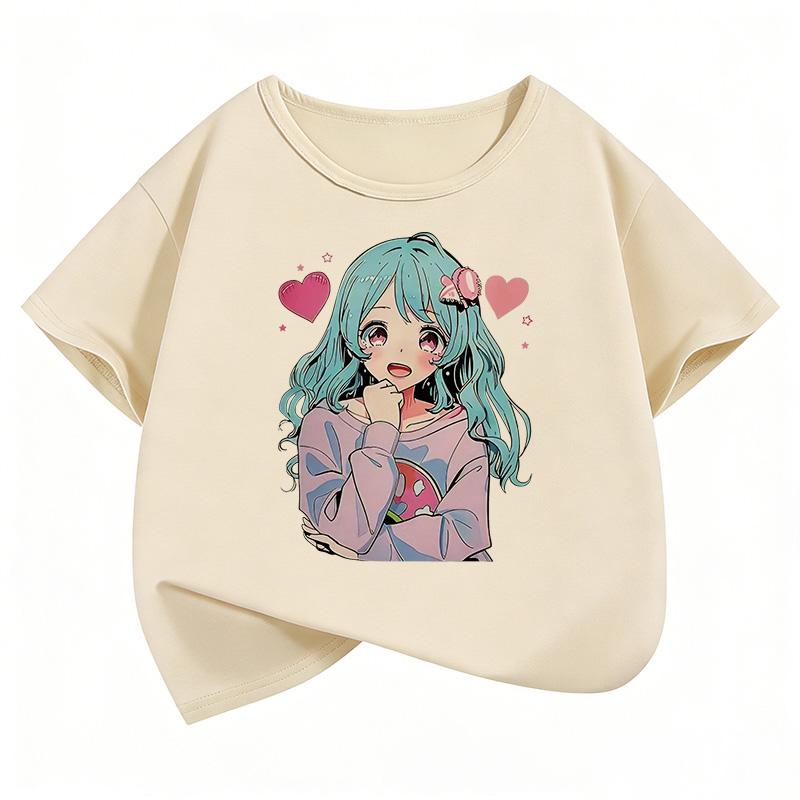 Japanese Style Anime Girl T Shirts Manga Kids Children's T-shirt Short Sleeve Boys Girls Summer Spring Casual Top Tee Shirt