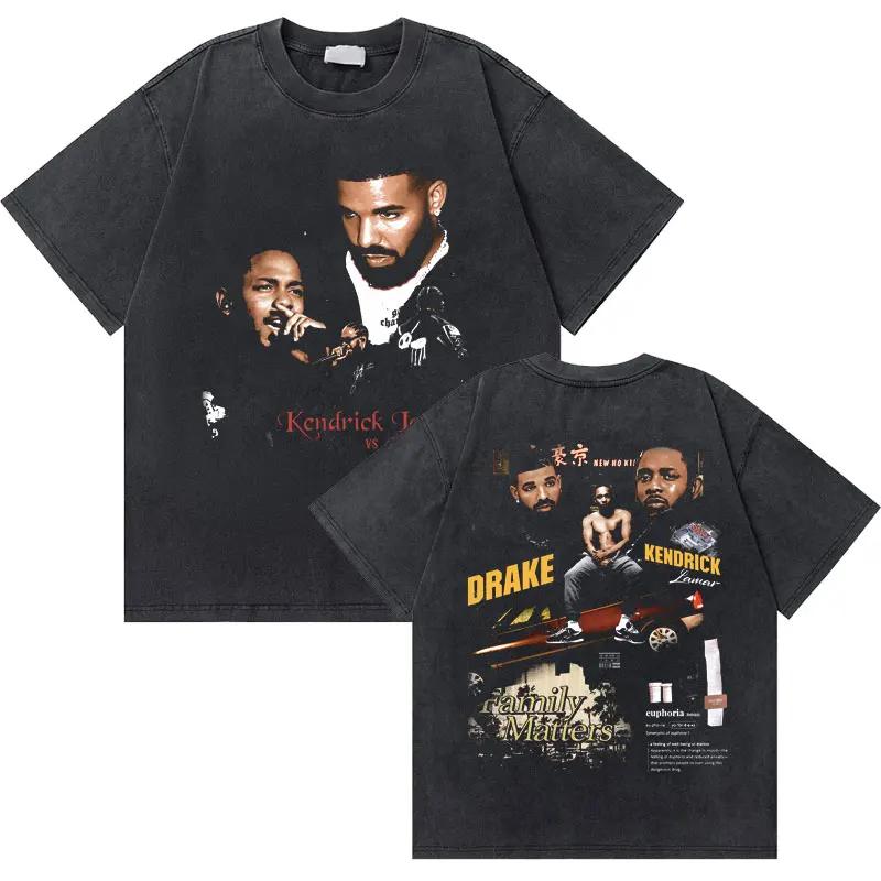 Washed Vintage Rapper Drake Take Care Album Graphic T Shirts Men Hip Hop Retro Tshirt Mens Fashion Casual Oversized Tee Shirt