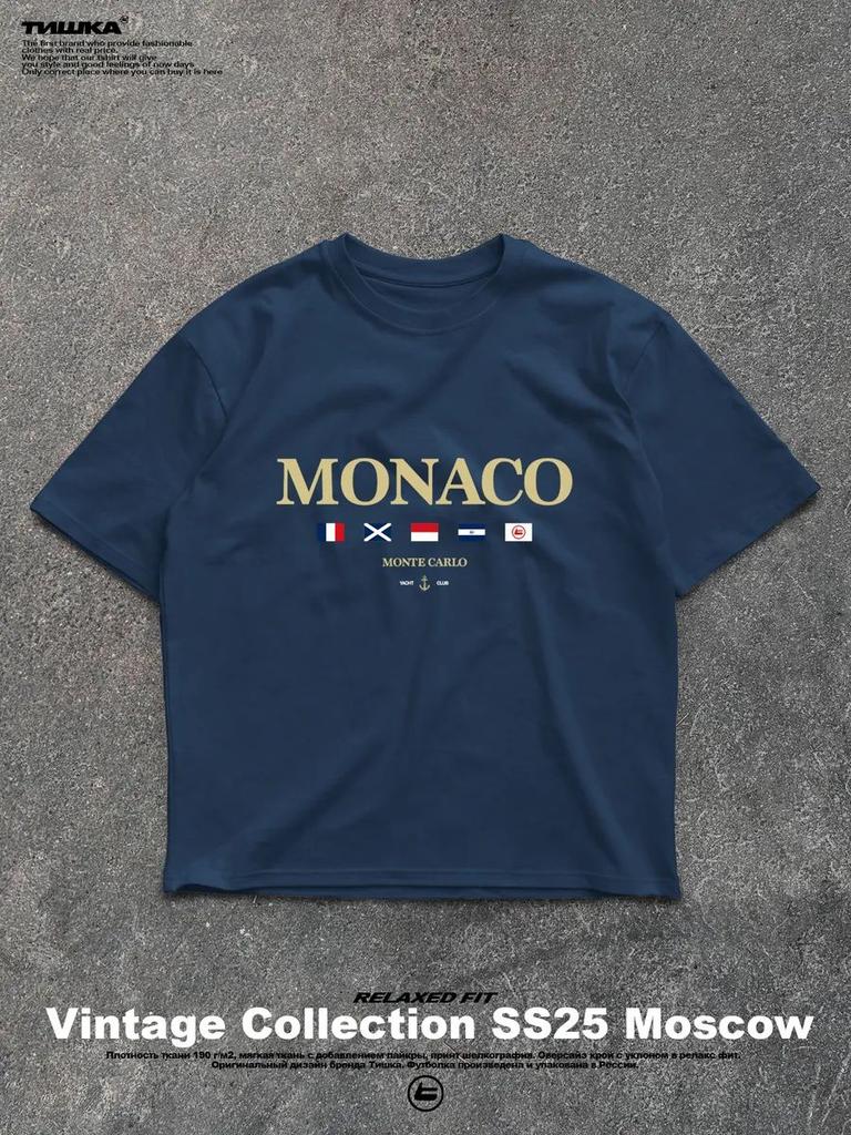 Aesthetic Old Money T-Shirt with Monaco Print