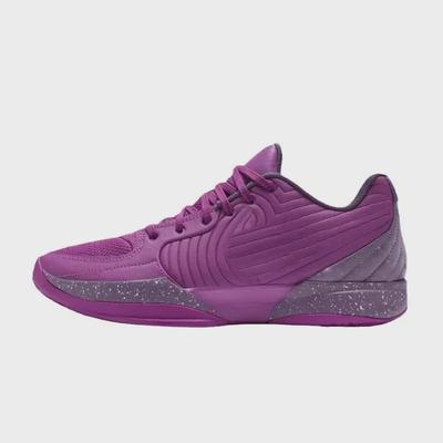 "Morant JA2 Men's Low-Top Basketball Shoes - Purple, Breathable, Non-Slip, Wear-Resistant Cushioning."