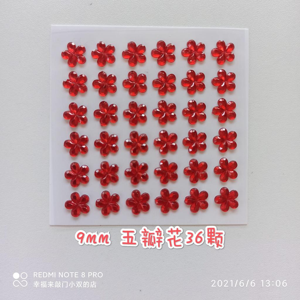 Sticker Beautiful Acrylic Red 3-4-5-6-8mm Double-sided Tape Bottom Decorative Face Sticker Single Round Diamond Beauty Mole