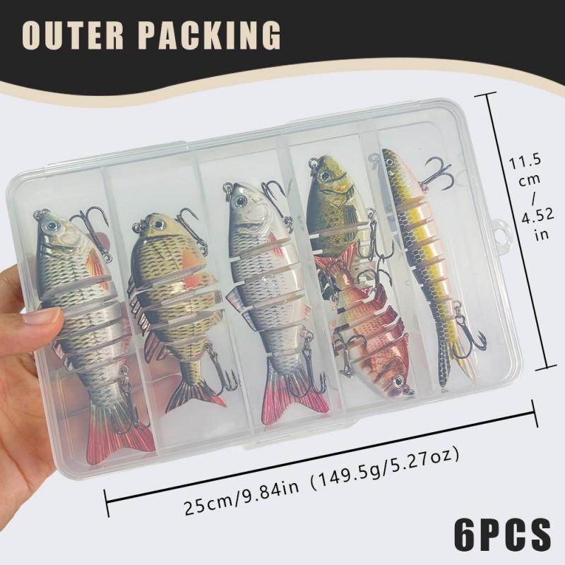 6-Piece Set Bionic Multi-Jointed Swimming Lure Hard Bait Freshwater Saltwater Fishing Bass Pike