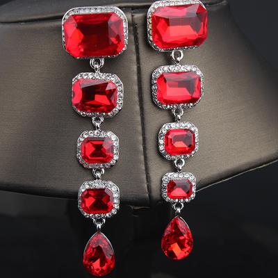 Exaggerated Crystal Gemstone Earrings With Diamonds, Long Earrings, Women'S Fashion Temperament, Versatile Ear Jewelry