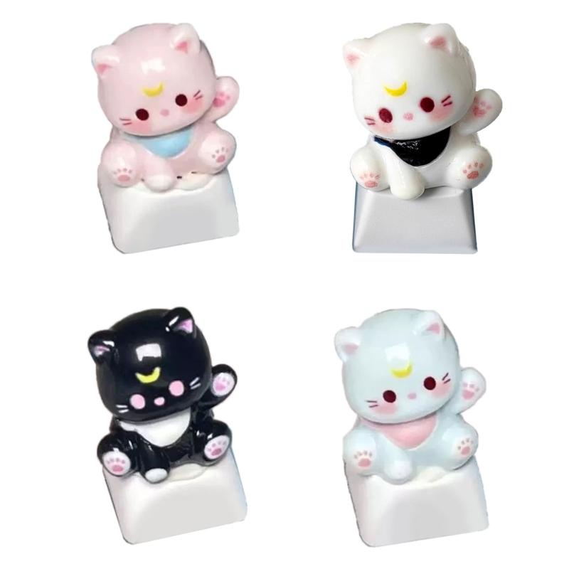 3D Mechanical Keyboards Creative Cartoon Cats Head Gamer Keyboards Keycaps for Office Decompression