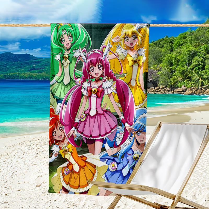 1pc Pretty Cure1 Beach Towel, Beach and Seaside Swimming Pool Equipment, Fashion Pattern, Rectangular, Travel Essentials
