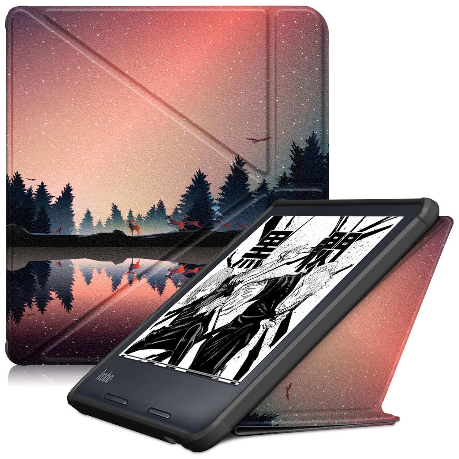 

Чехол-подставка оригами из искусственной кожи с узором для Kobo Libra Colour/Libra 2, защитная обложка для электронной книги Nightfall