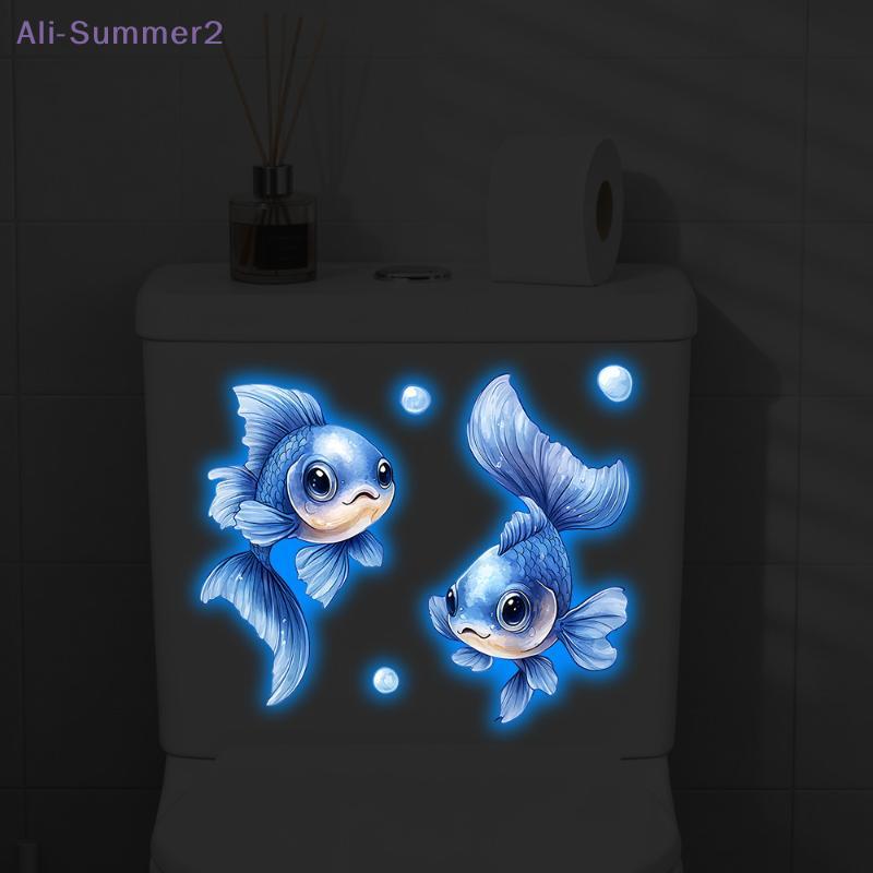 {Summer2} 1/2 Sheets Luminous Dolphin Toilet Sticker Self-adhesive PVC Bathroom Decoration Wall Decal Home Decor Sticker