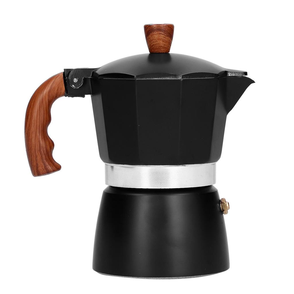 Aluminum Alloy Moka Pot Portable Coffee Pot with Heat Insulation Handle for Home Office