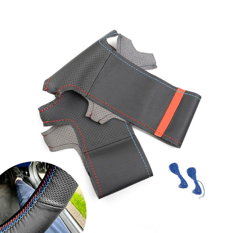 For BMW M Sport 3 5 Series E46 330i 330Ci E39 540i 525i 530i M3 E46 M5 E39 Hand-stitched Perforated Leather Steering Wheel Cover