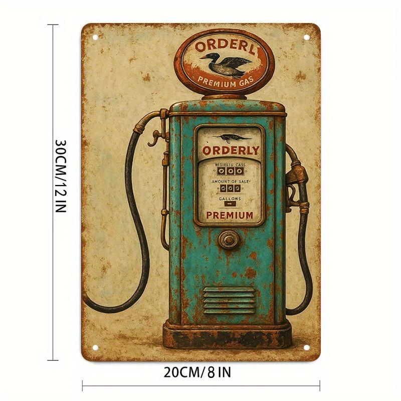 PC Retro Vintage Gas Pump Tin Sign Rustic Metal Wall Art Nostalgic Garage Man Cave Decor